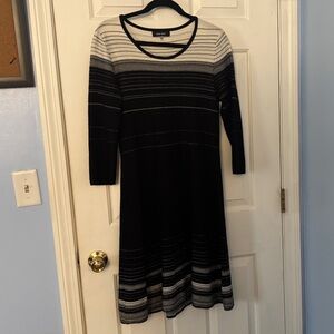 Nine West Black and White Long Sleeve Dress